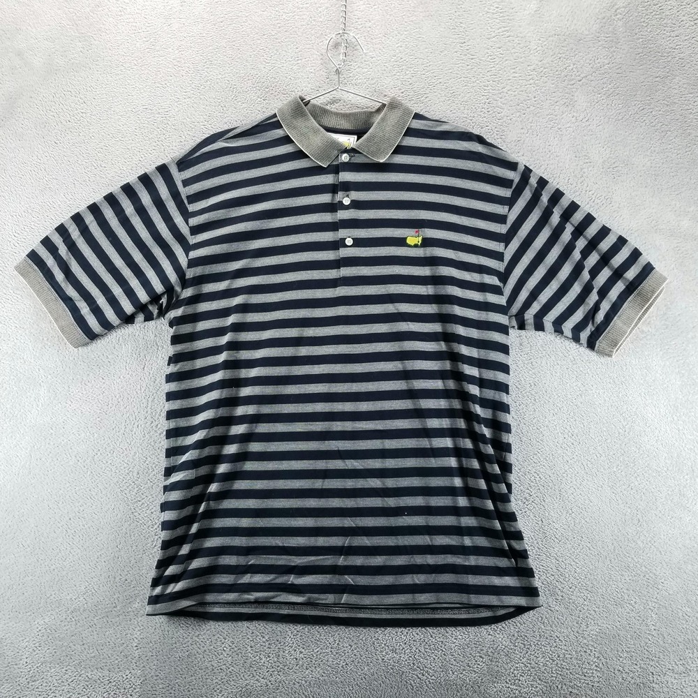 Augusta National‎ Golf Shop Polo Shirt Mens Large Blue Stripe Masters Logo